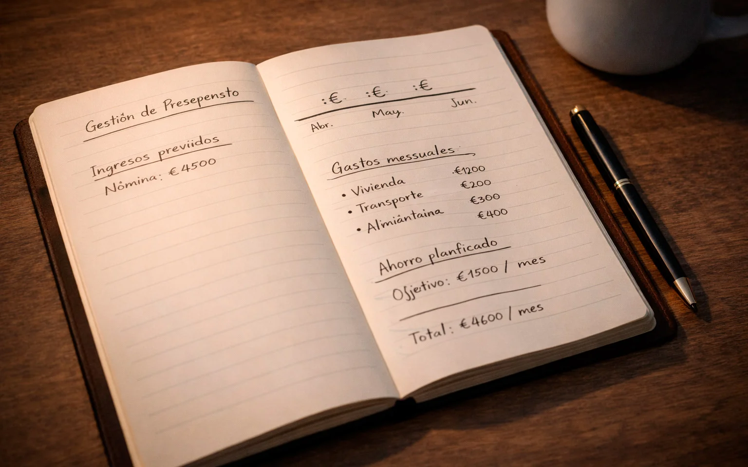 Libreta de planificación con notas de gestión de presupuesto para apuestas deportivas